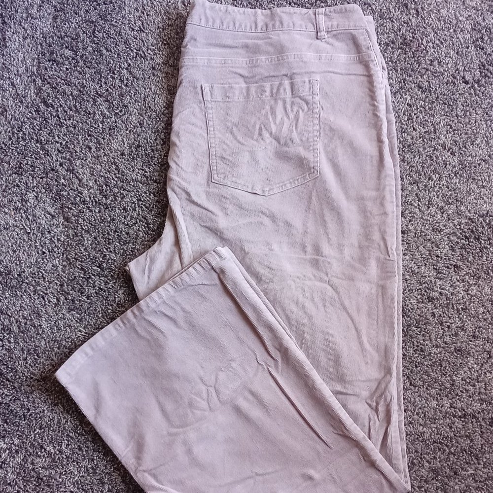 Women's Pants Plus Size 22 W Stretch Corduroy Pants Liz & Co Ash Rose